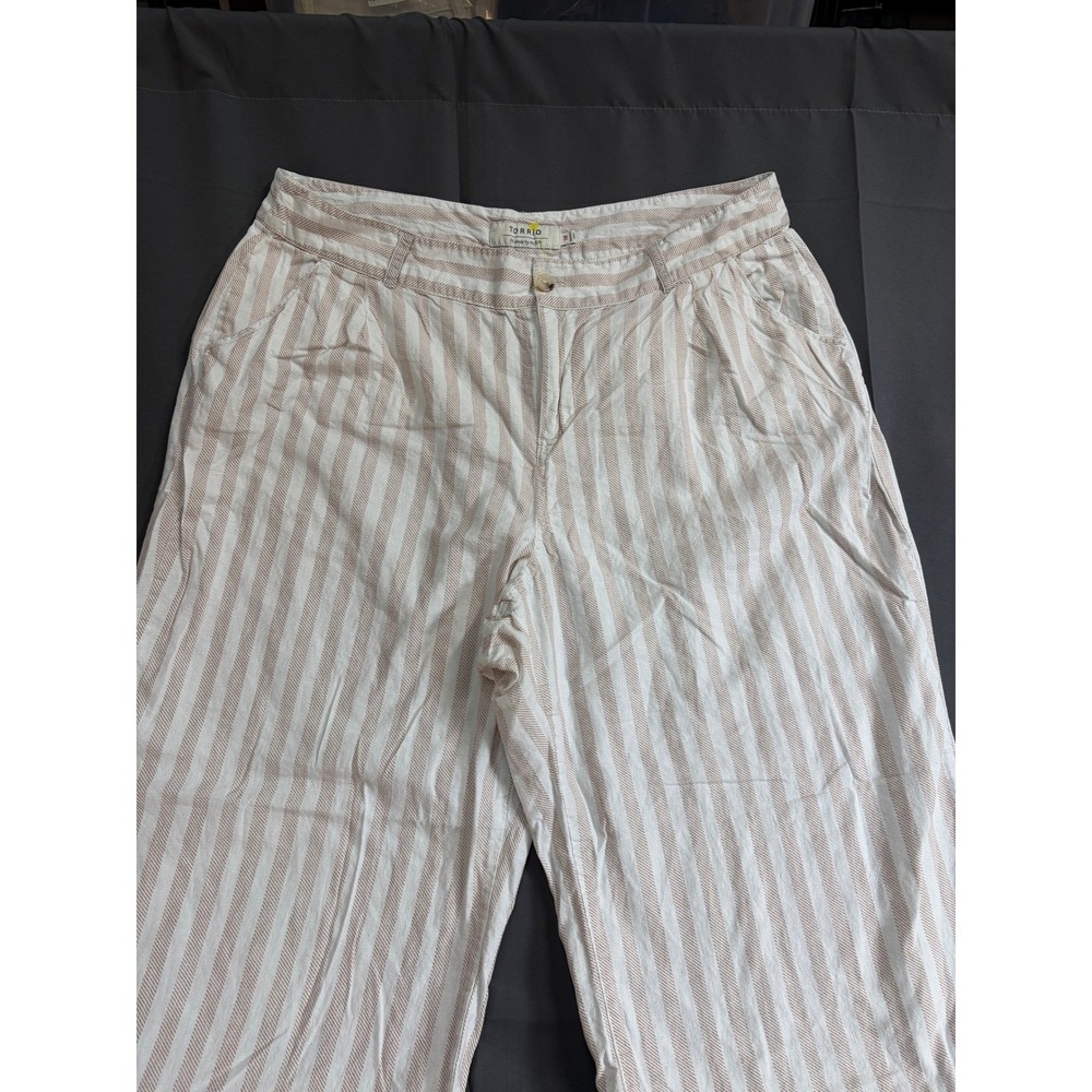 torrid Beige and White Striped Wide Leg Pants
